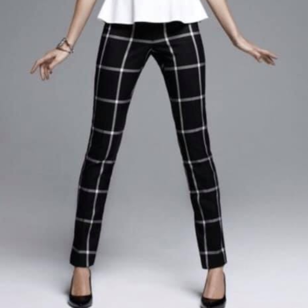 Black and White Window Pane Pattern Pants